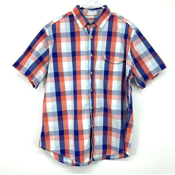 Merona Other - Merona Shirt Mens Blue White Plaid Button Down Short Sleeve